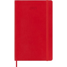 Moleskine Weekly Planner, Weekly Agenda with Space for Notes 12 Months 2025, Soft Cover and Elastic Closure, Scarlet Red Color, Large Format 13x21 cm
