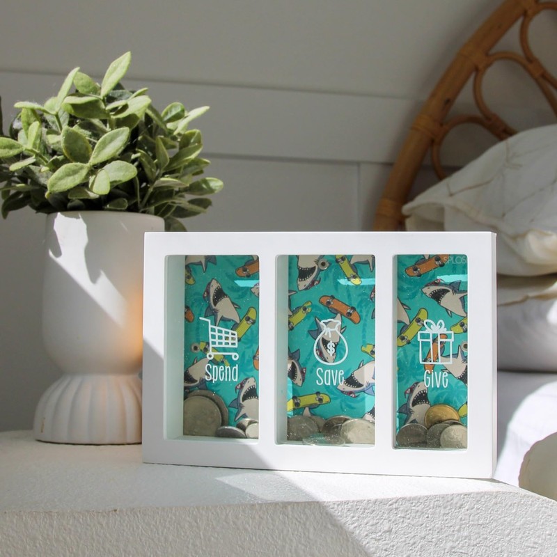 Splosh Kids Shark Spend Save and Give Money Box, 20.5