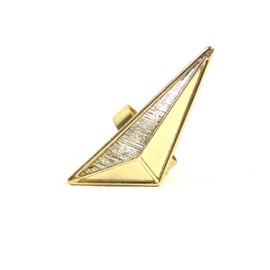 Geometric Triangle Ring Adjustable Gold Tone Pyramid Stud Glam Punk RG30 Cocktail Fashion Jewelry