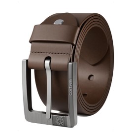 Cartvelli M24db-105 Men's Premium Leather Belt Dark Brown 105 cm Made in Germany with Gift Box Genuine Leather Men's Belt Brown Full Leather Denim Belt Leather Belt 40 mm Suit Jeans Chino Pants, dark