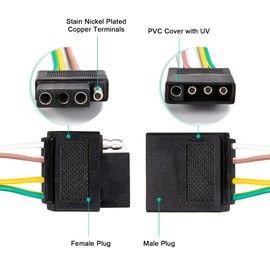 CZC AUTO Cable de extensión de 4 pines para remolque de 4 pines, calibre 18, conector de cableado plano de 4 vías, 10 pies, para remolque, barco, coche, RV, camión