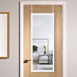 NeuType 43"x16" Over The Door Full Length Mirror, Wall Mount, White