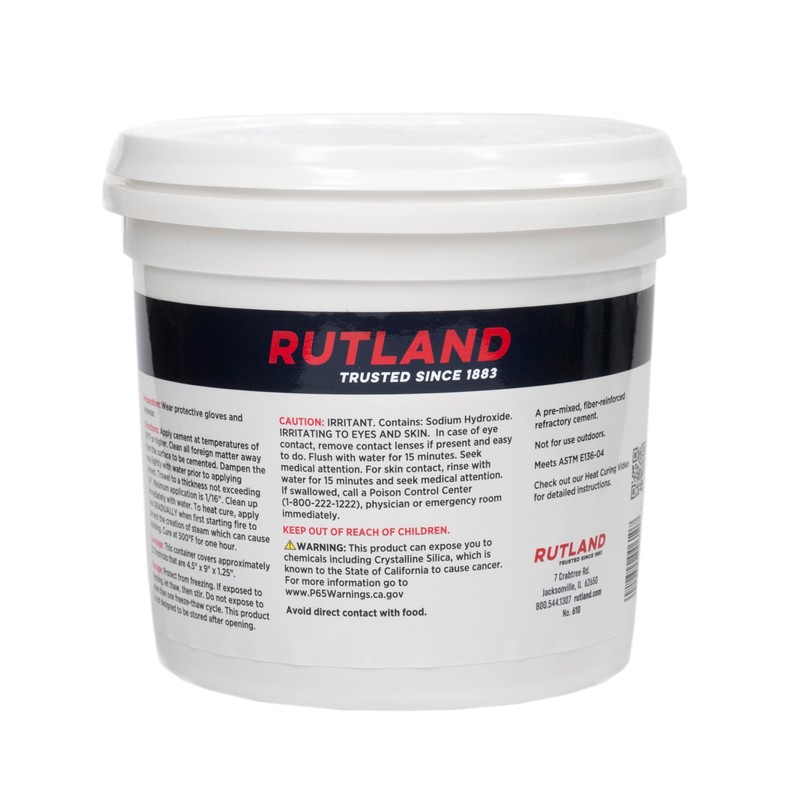 Rutland Refractory Cement 64 Oz - Fiber-Reinforced Pre-Mixed High Temperature