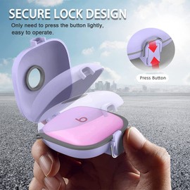 Miimall Compatible with Beats Fit Pro Case, [Keychain] [Secure Lock] TPU Protective Skin Case Cover with Lanyard, Anti-drop Shock-absorbing One-click Pop Full Protective Cover for Beats Fit Pro-Purple