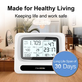 Air Quality Monitor,CHNADKS 9-in-1 Indoor Air Quality Monitor CO2 Monitor VOC Sensor Formaldehyde Detector AQ PM2.5/10 Tester for Home
