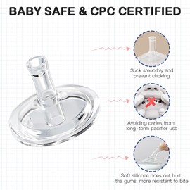 Sippy Straw Nipples for Dr. Browns Wide Neck Baby Bottles, Trainer Sippy Cup 100% Food Grade Silicone Soft Nipple, 8m+, Pack of 4