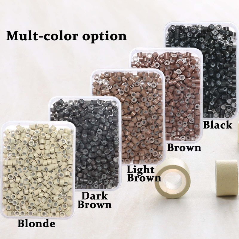GOTDYA 5mm-300pcs Hair Extension Beads,Silicone Lined Micro Rings,I Tip MicroLink