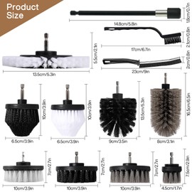POWZOO Brush attachment, cordless screwdriver (set of 24), 3 degrees of hardness, soft, medium, hard, brush attachment drill, cleans the car, rim brush, upholstery brush, bathroom, sofa, corner