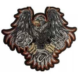 Large Eagle Mechanic Bird with Wings Patch 10 inch Iron On