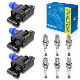 PHILTOP Set of 6 Ignition Coil Pack and Iridium Spark Plugs Fits for Lexus 2001-2005 IS300,GS300,Toyota 1998 Supra Base