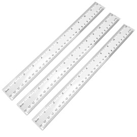 DIAO79NI 3 Pieces Transparent Plastic Ruler, 12 inch (30cm) Ruler, Pack of 3, Clear Ruler, Plastic Ruler, Rulers for Kids, Measuring Tools, Ruler Set, Ruler inches and Centimeters
