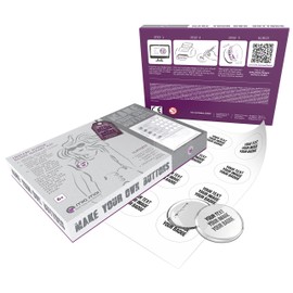 Buttons 56 mm DIY without Button Machine (Pack of 25) - Lapel Buttons Set with Needle Pins and A4 Button Paper