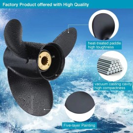 Qiclear 10.5 x 13 Boat Propeller 13 Spline Tooth Fit Mercury 25-70 HP, 48-816704A45, RH