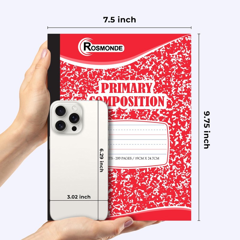 Rosmonde Composition Notebooks Primary Ruled 5 Pack, 200 Pages (100