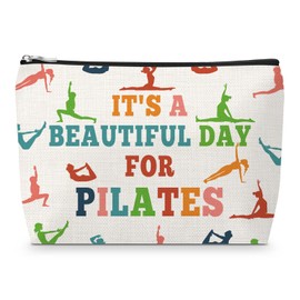 Sfodiary Pilates Lover Gift for Women Makeup Bag with Zipper Appreciation Presents for Pilates Coach Trainer Christmas Birthday Gifts for Friend BFF Sister Yoga Accessories Cosmetic Pouch