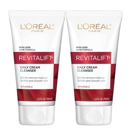 L'Oreal Paris Skin Care Revitalift Radiant Smoothing Wet Facial Cream Cleanser, 2 Count
