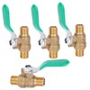 4pcs 1/4in Ball Valve Thicken Double External Thread Brass Drain