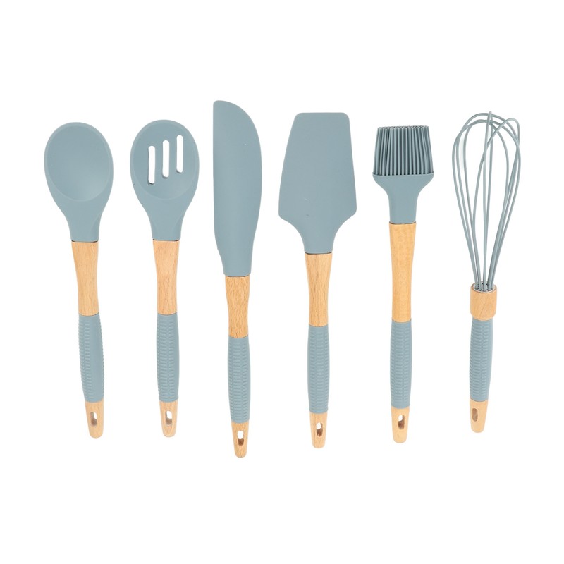 Silicone Cooking Utensils 6 Piece Silicone Utensil Set Durable Wooden