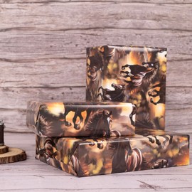 Dtiafu Horse Wrapping paper for Dad Men Boys Galloping Horses Western Cowboy Design Gift Wrap for Horse Racing Theme Party Birthday Baby Shower Celebration - 20 X 28 Inch Per Sheet(6 Sheet)