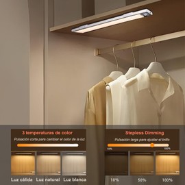 Luz para Closet, Luces Led Recargables, Lampara de Cocina, 1000 mAh, 50 Led 3 Modos de Operación, Lámparas Recargables Led, Luces Nocturnas Inalámbricas Regulables para Recámara, Clóset, Cocina