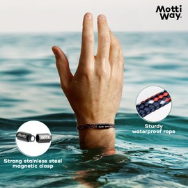 Motti Way Nautical Braided Multicolour Rope Cord Cuff Unisex Waterproof Bracelet with Magnetic Clasp for Men & Women, S-M Size