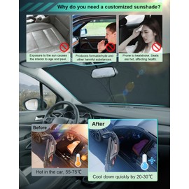 GAFAT Compatible with Vauxhall Crossland X/Facelift 2017-2024 Sun Protection Front Windscreen Inside, Crossland 2023 Sunshade Parasol, Sun Visor UV Protection Cooling, Crossland X Accessoires