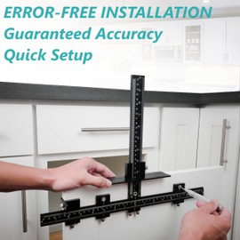 Heavy-Duty Aluminum Alloy Cabinet Hardware Jig with Puncher, Cabinet Hardware Jig with Screw Driver and Twist Drill, Adjustable Template for Handles, Knobs, Pulls, and Drawer Front Installations