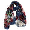 Lina & Lily Women's Scarf with Floral Pattern, A-Blue