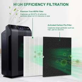 Laukowind 116130 Replacement Filter H for Winix 5500-2 AM80 Air Purifier True Activated Carbon Pre-Filters 2 Pack Washable Advanced Control Filter and 2 Pack PlasmaWave Odor Reducing Carbon Filters