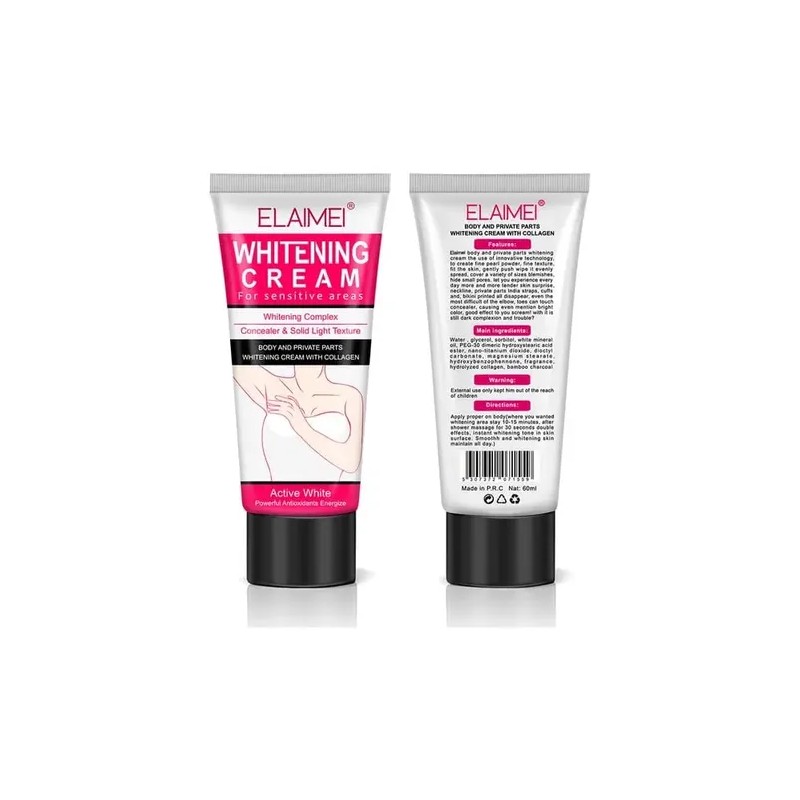 Crema Aclaradora Zonas Íntima Axilas Colágeno Hidrata 60ml
