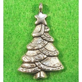 50-Pcs. Silver Christmas Tree Charm Pendant Earring Drops Q0527 - Jewelry Making DIY Crafting Charm Beads for Bracelets