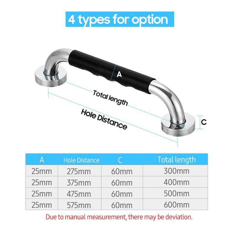 19.6 Inch Anti-Slip Shower Grab Bar Handle Stainless Steel Bathroom