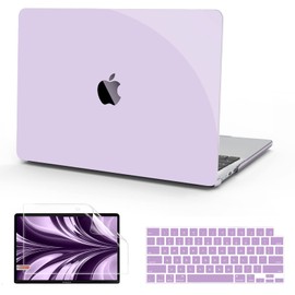 B BELK Compatible with MacBook Air 13.6 inch Case 2024 2023 2022 Release M3 A3113 M2 A2681 with Liquid Retina Display, Plastic Laptop Hard Shell Case & Keyboard Cover & Screen Protector, Purple
