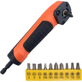 KEWAYO Right Angle Attachment Electric Screwdriver Set, 1/4 Inch Shank 90 Degree Screwdriver Lengthened Corner Device with 10pc Batch of Head, Perfect for Drilling or Driving in Tight Space
