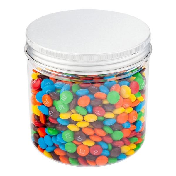 Plastic Jar with Lid, Candy Jar, Snack Jar - Clear - 17 oz - Aluminum Lid - 100ct Box - Restaurantware,RWP0271C