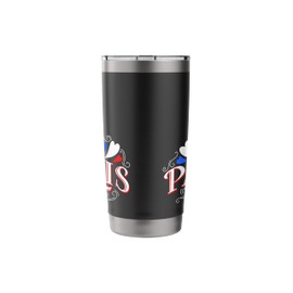 Paris France Flag and Eiffel Tower Graphic Tee shirts, Paris Stainless Steel Insulated Tumbler