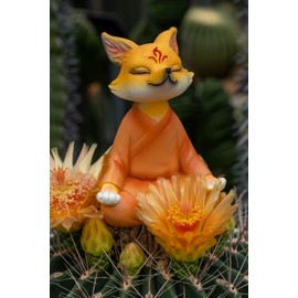 Fuzrea Zen Fox Figurine, Meditating Fox Buddha Statue for Home Decor, Living Room, Yoga & Meditation Accent, Shelf, Table, Desk Decor, Outdoor Garden Decor, Gifts for Women