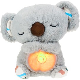 ZBATHTOY Schlummer Koala Cuddly Toy Schlummer Otter Schlummer Koala with Heartbeat, Otter Cuddly Toy with Breathing Motion and Music Anixety Koala Teddy for Baby Toddler (Grey)