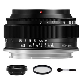 TTArtisan 50mm F2 Full Frame Large Aperture Manual Portrait Lens for Sigma for Leica for Panasonic L Mount Camera T TL TL2 CL FP S1 S5 Series Black