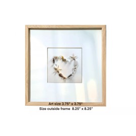 New Handmade Heart Beach Shells Love Sea Glass, Wall Art, Picture Frame