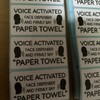 Voice Activated Paper Towel Prank Thermal Printed Sticker, Gag, Humor