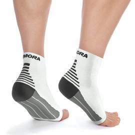 Rymora Plantar Fasciitis Socks Foot Compression Sock Sleeves for Men and Women (One Pair) (White) [XL] (Extra Large: 29-33cm Arch Circumference) - Relieves Pain - Supports Heel, Arch & Ankle