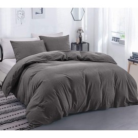 100% Natural Cotton 3 PC Duvet Cover Set, with Four Hidden Zipper Closure Ultra Soft and Care Breathable Durable Comfy Oversized Queen-Grey Duvet Cover Set Style Bedding Set 600 Thread Count