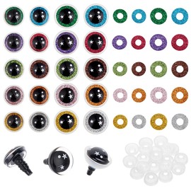 PH PandaHall 60 Sets Glitter Safety Eyes 10 Colors Plastic Craft Eyes 2 Sizes Rainbow Crochet Stuffed Eye Star Amigurumi Eye with Washer for Teddy Bear Puppet Plush Crochet Animal Making, 16/18mm