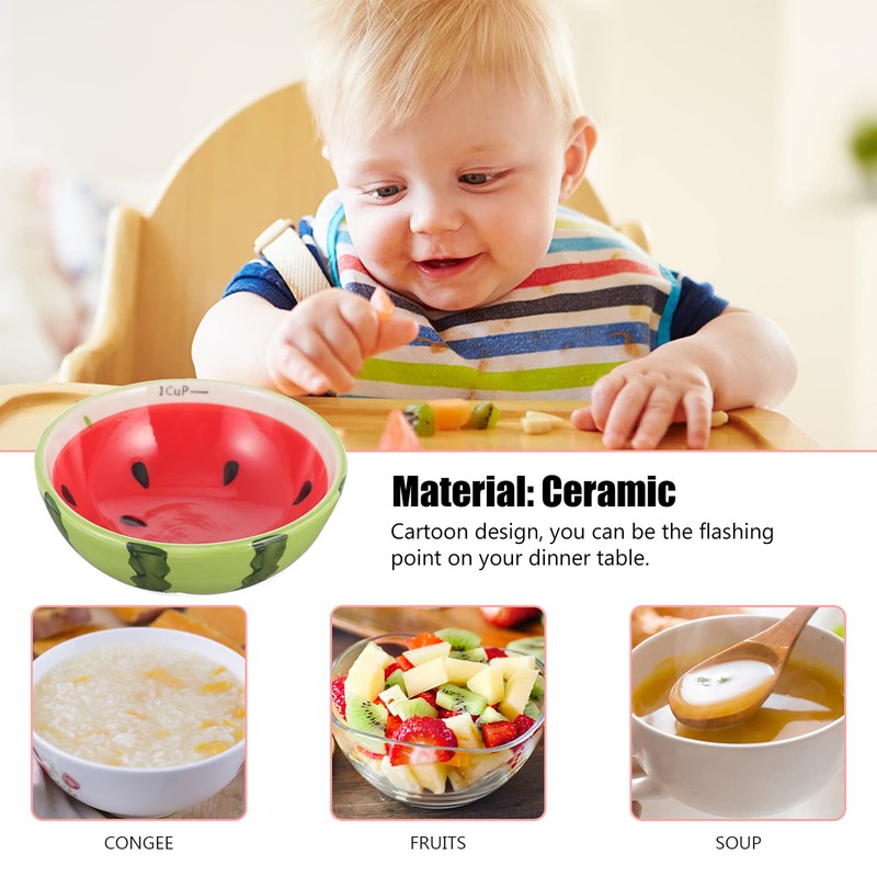 SEWACC Watermelon Shaped Ceramic Bowl Creative Fruit Shape Eating Bowl