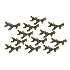 Set of 12 Bronze Finish Cast Iron Small Deer Antler Cabinet Handle Drawer Pulls - Rustic Wildlife-Inspired Hardware for Western Lodge and Southwest Home Decor