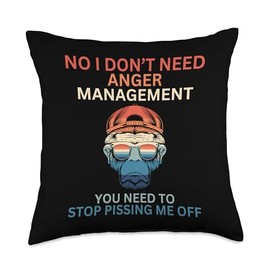 Funny Ape Grumpy monkey meme Throw Pillow