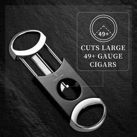 CLZOONG V-Cut Cigar Cutter Stainless Steel Cigar Guillotine Scissors Sharp Blade Portable Cigar Accessories Gift for Men (Gold)