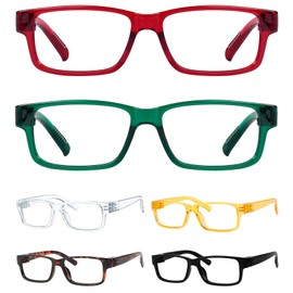 BFOCO Reading Glasses Metalless Screwless Spring Hinges for Men 6 Pack Vintage Readers +3.50