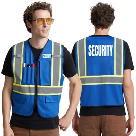 AK A-KSAFETY Blue Security Vest - 7XL High Visibility Safety Vest with Reflective Strips for Security Guard, Construction, Work - Men's Reflective Safety Vests